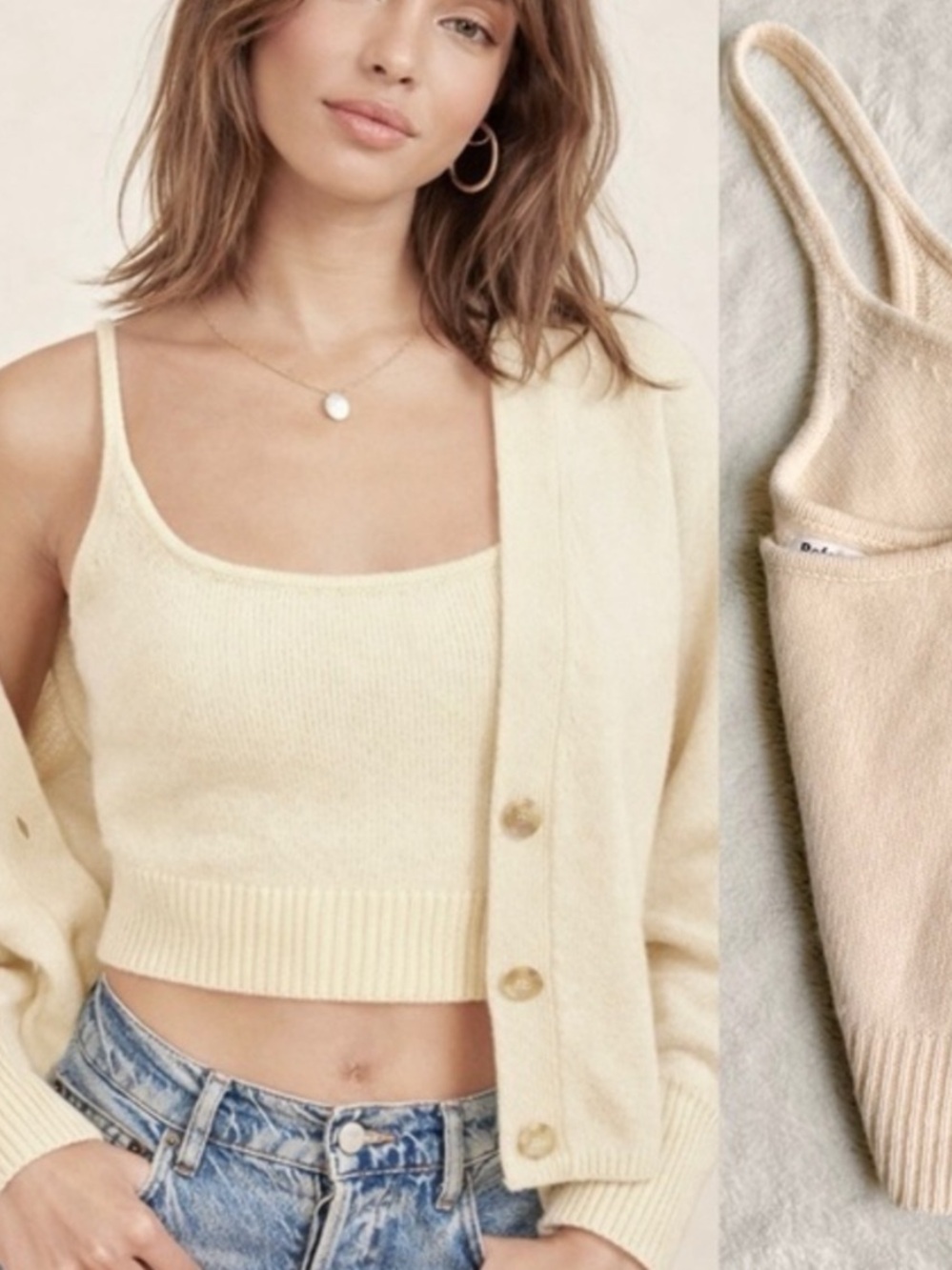 Reformation Cashmere Knit Crop Cami
